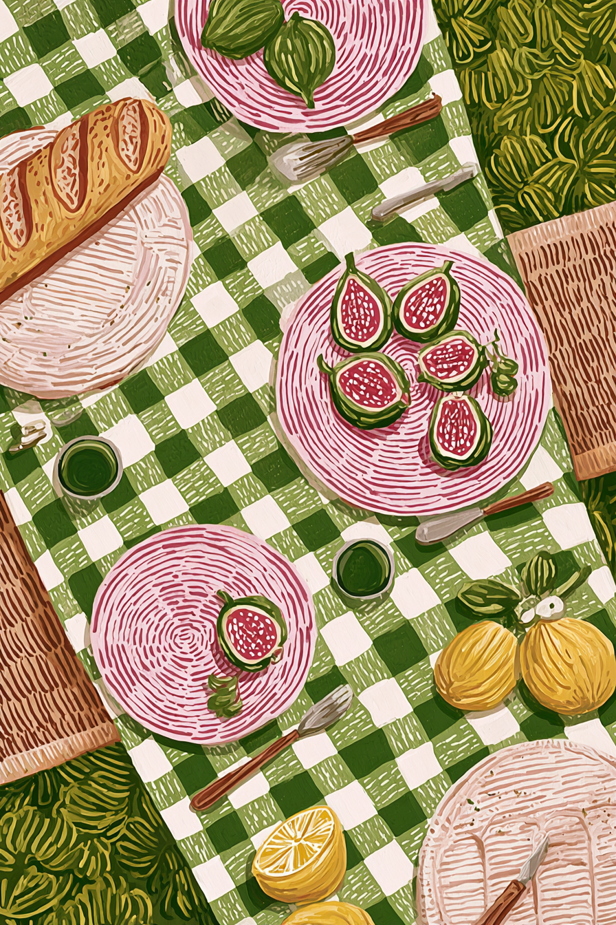 Folk Picnic with Figs and Persimmons