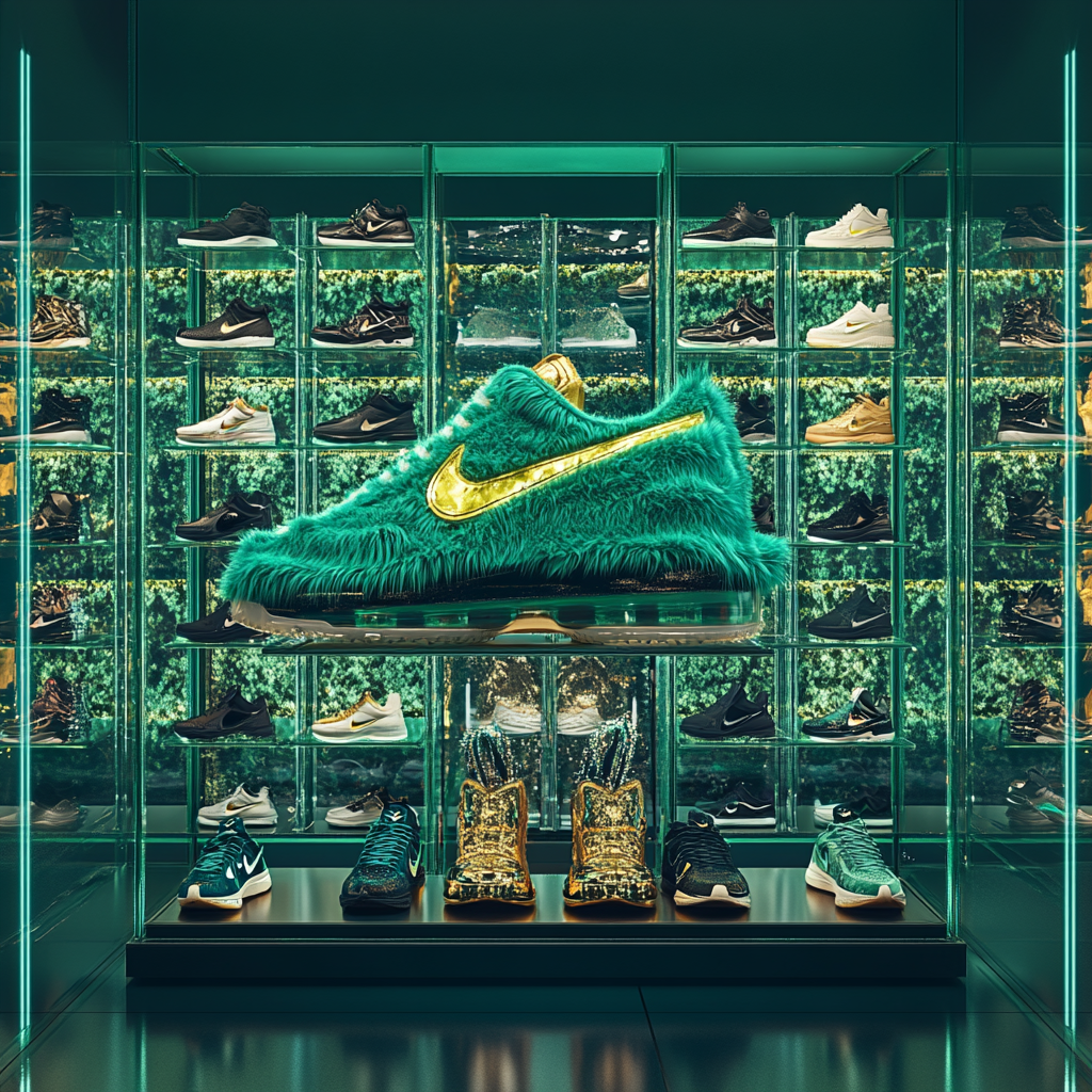 Neon Green Furry Futuristic Sneaker Store