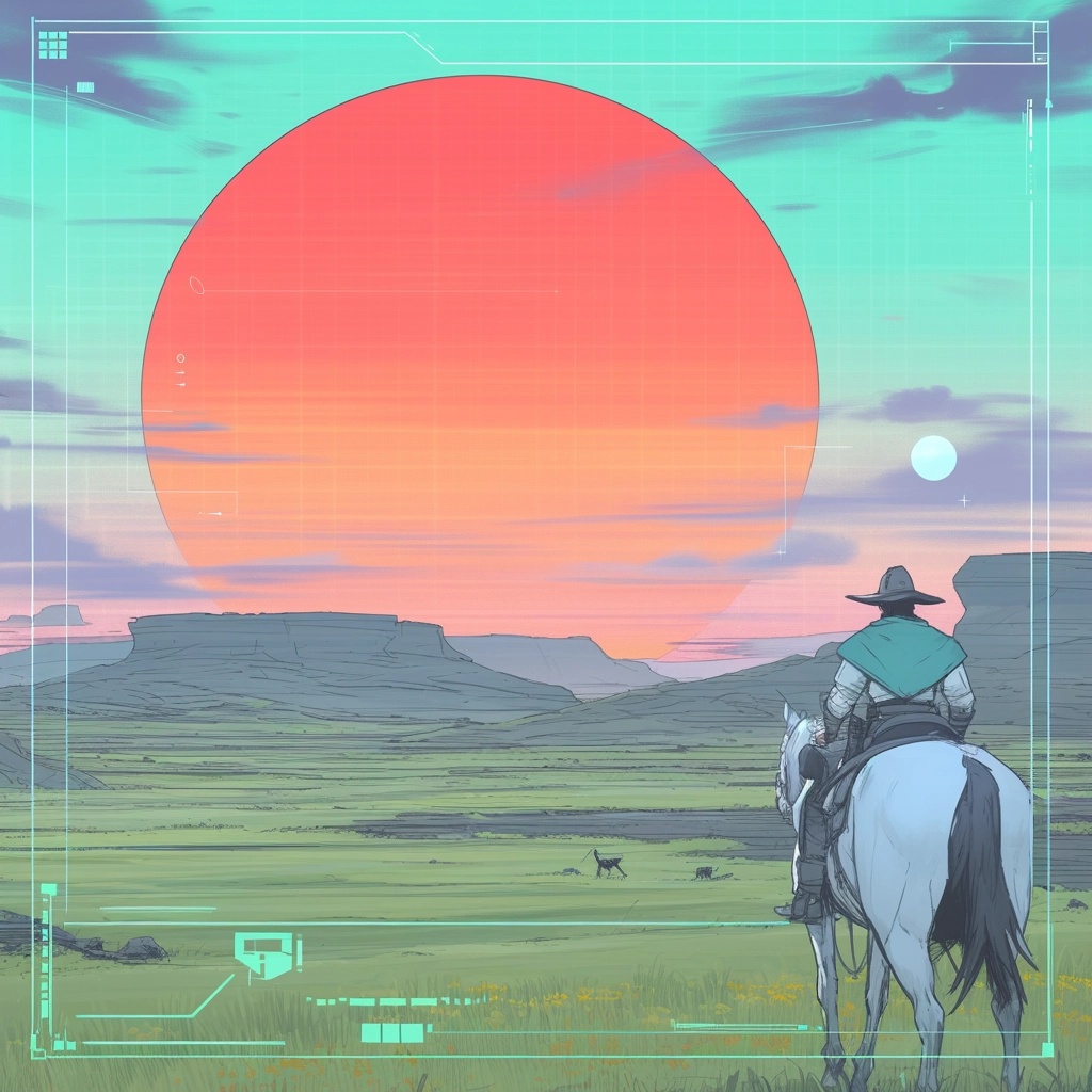 Cowboy Beneath the Red Arizona Sun