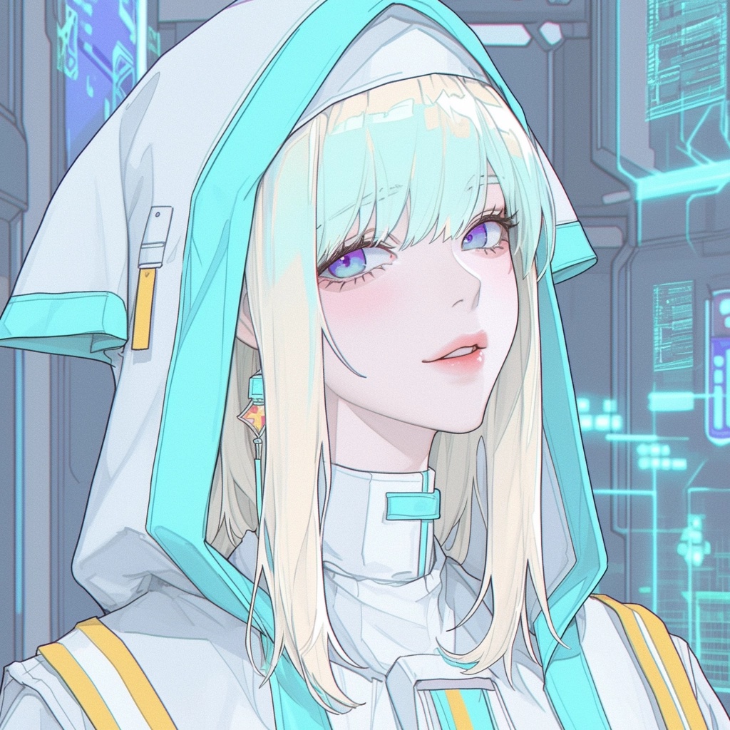 Blonde Nun in White and Gold