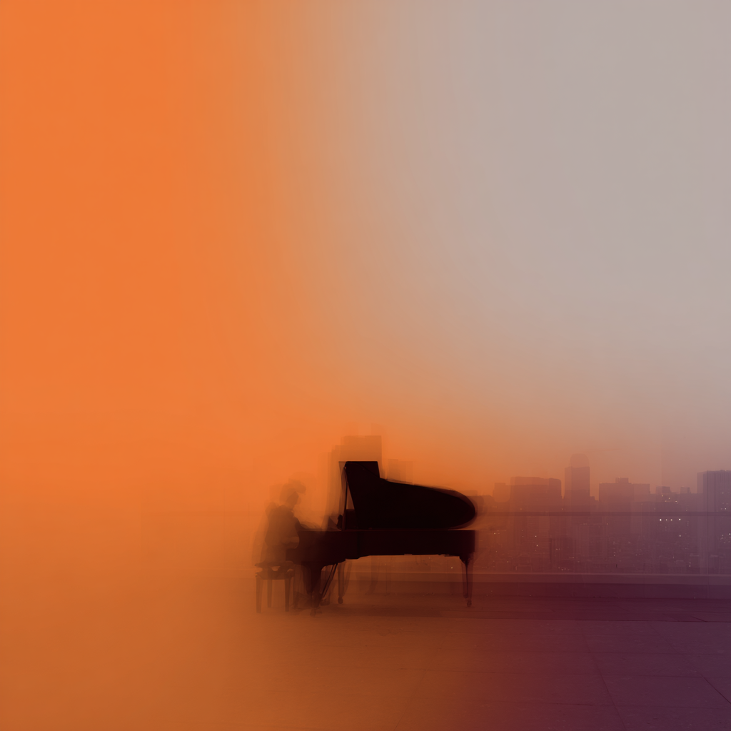 Grand Piano on a Rooftop at Dusk