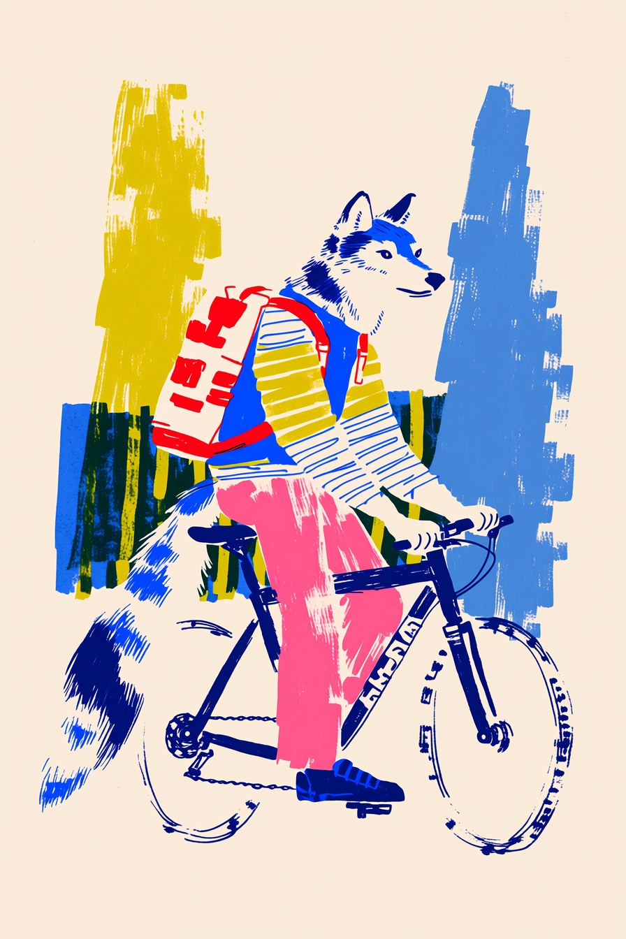 Wolf Mountain Biker Doodle