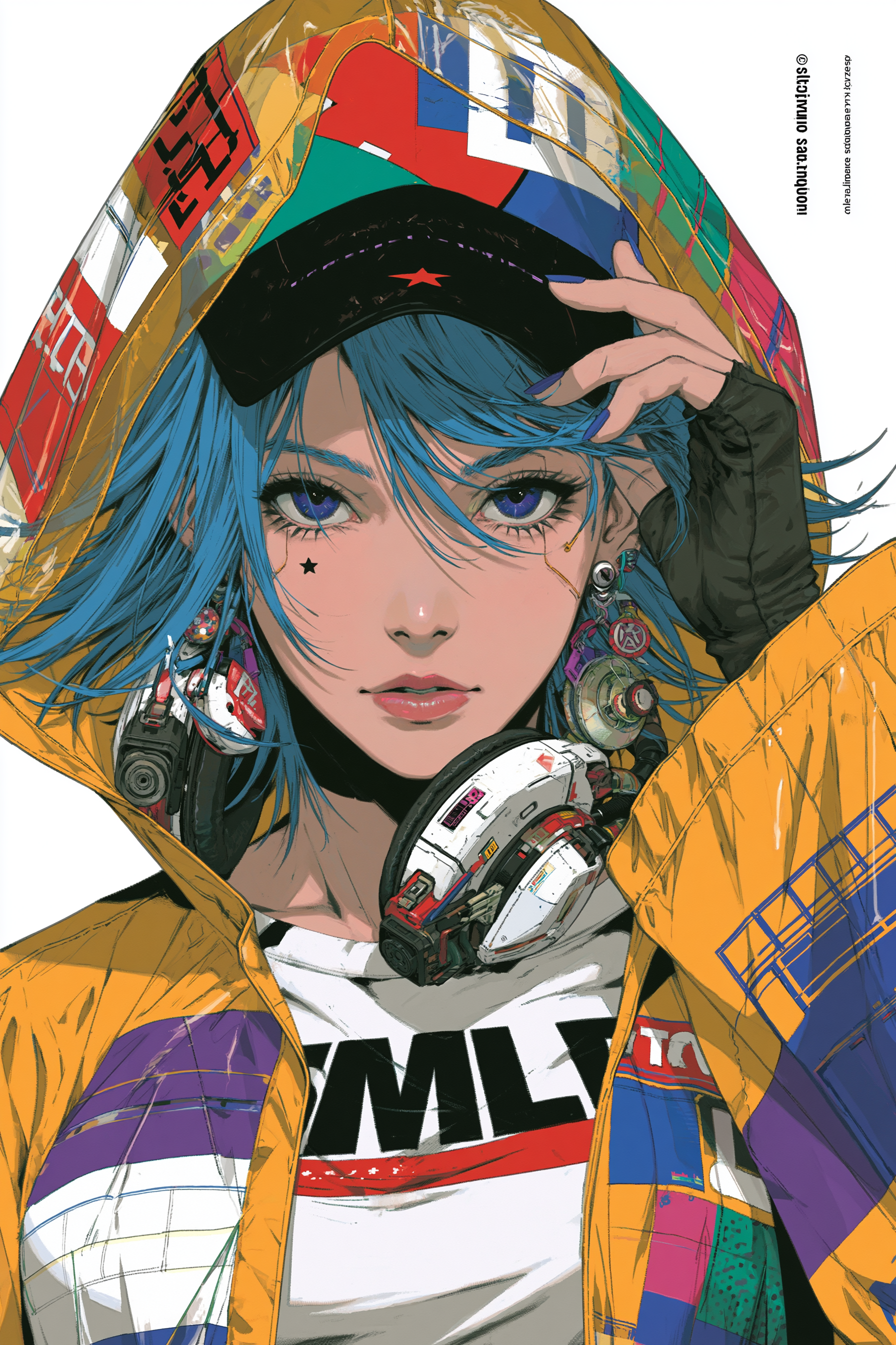 Cybernetic Blue-Haired Raincoat Sticker