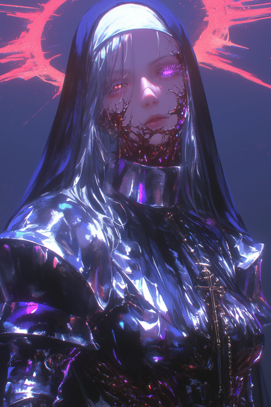Obsidian Nun with Golden Cracks