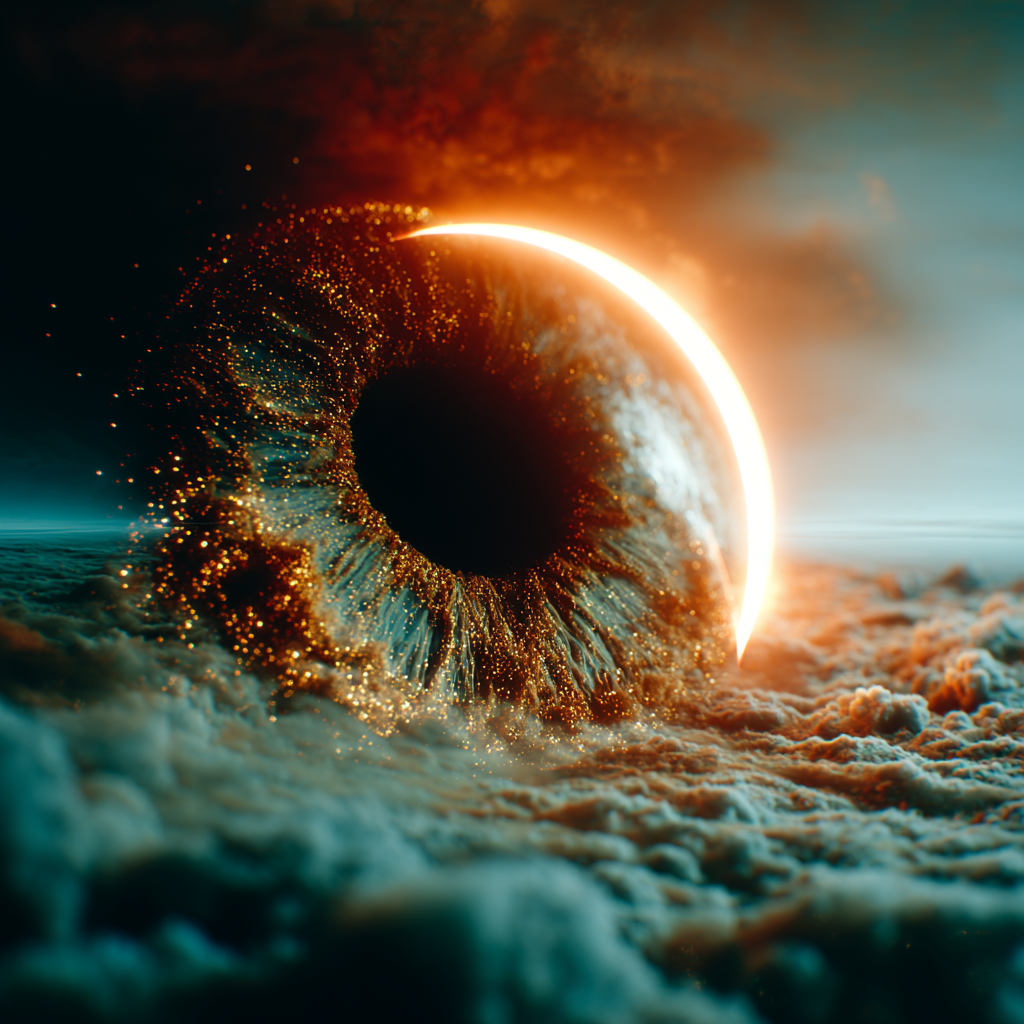 Sleeping Eye in a Pink Celestial Sky
