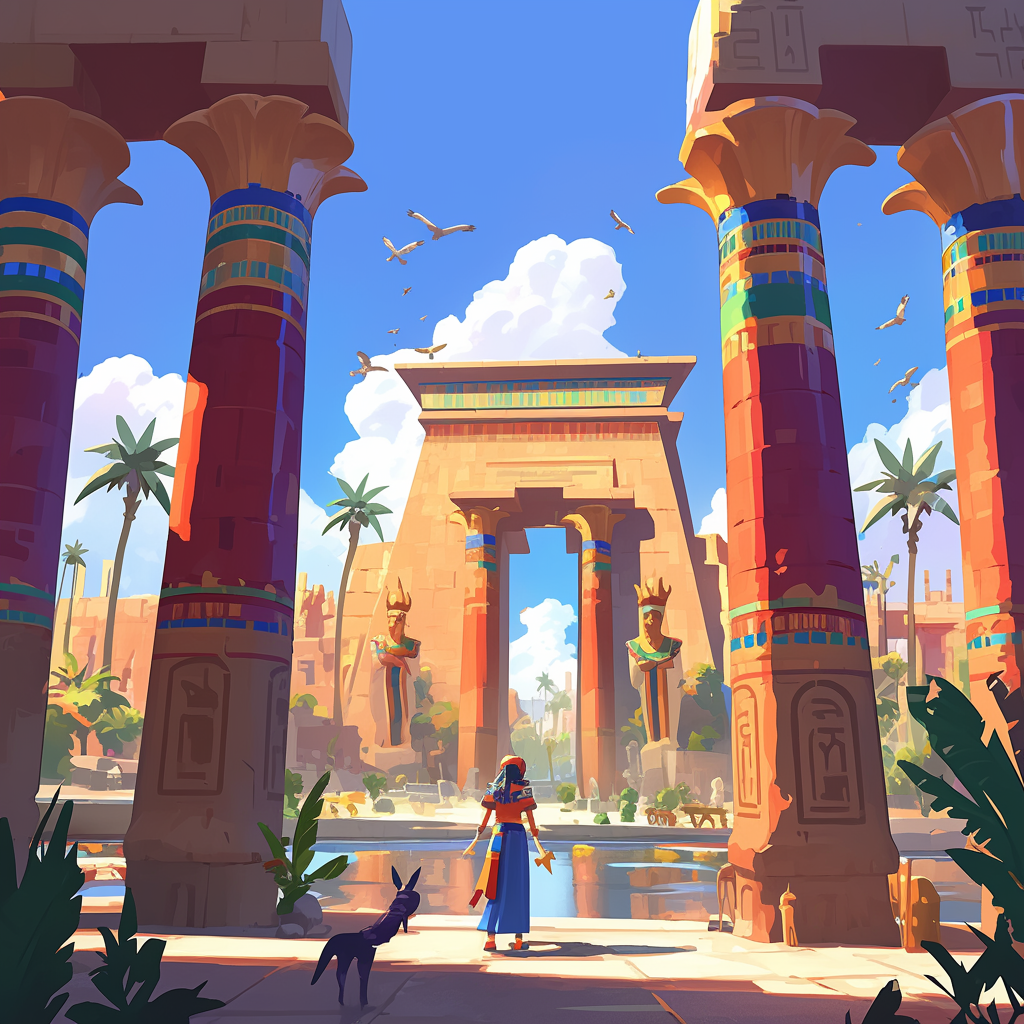 Ancient Pharaonic Temple in Anime Style