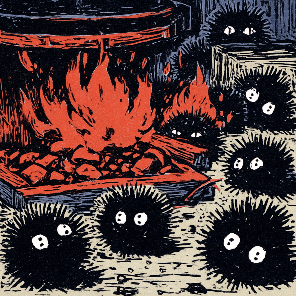 Soot Creatures Feeding a Blazing Boiler