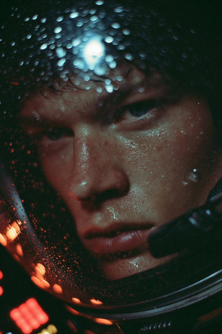 Astronaut behind a Frosting Visor