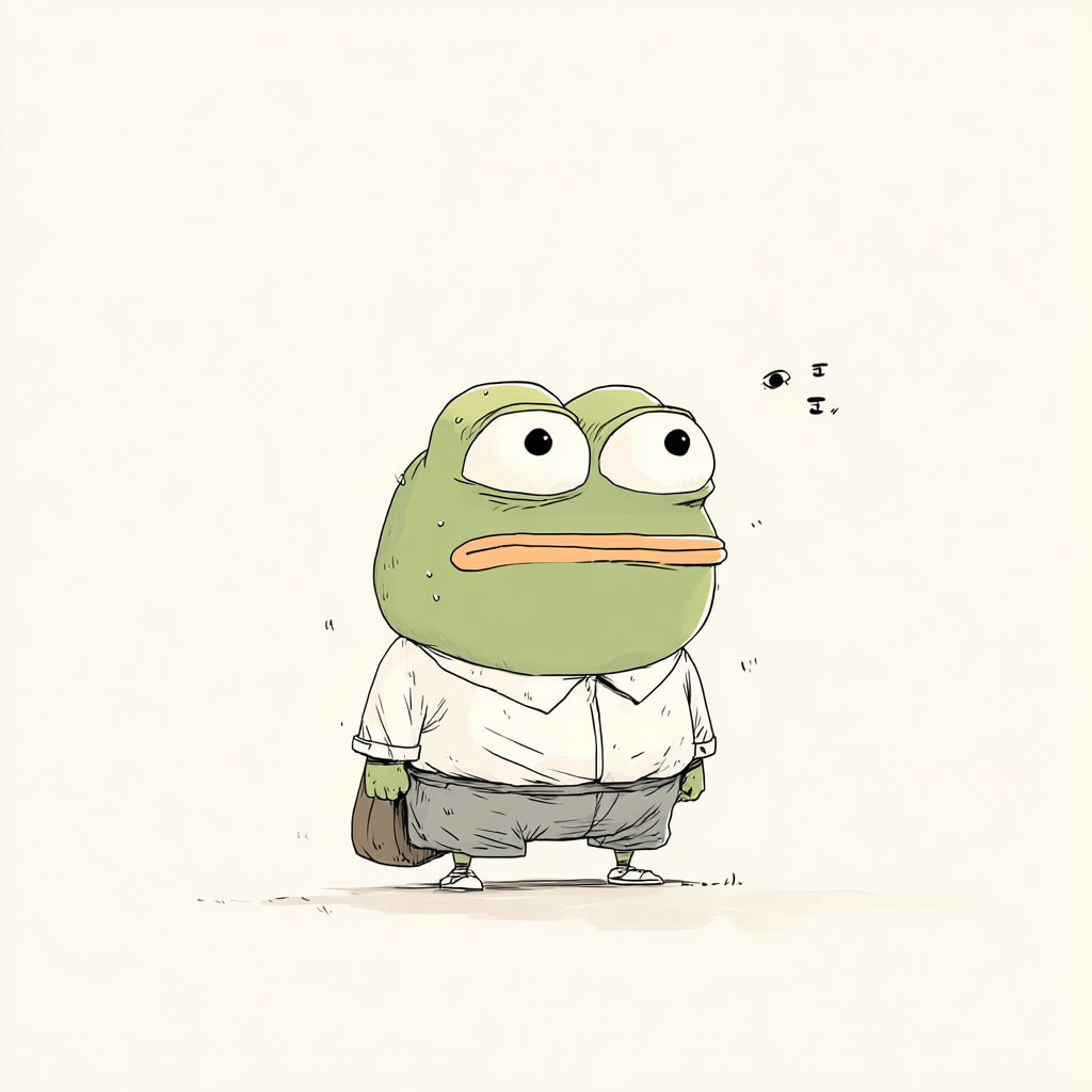 White Pepe Frog in Manga Halftone