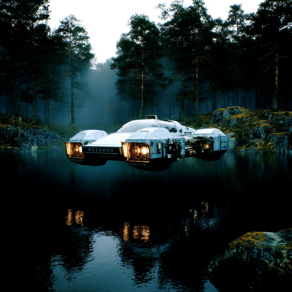 Volvo Hovercar Beside a Swedish Lake