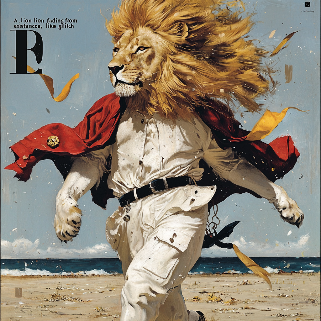 Glitching Lion Fading from Existence