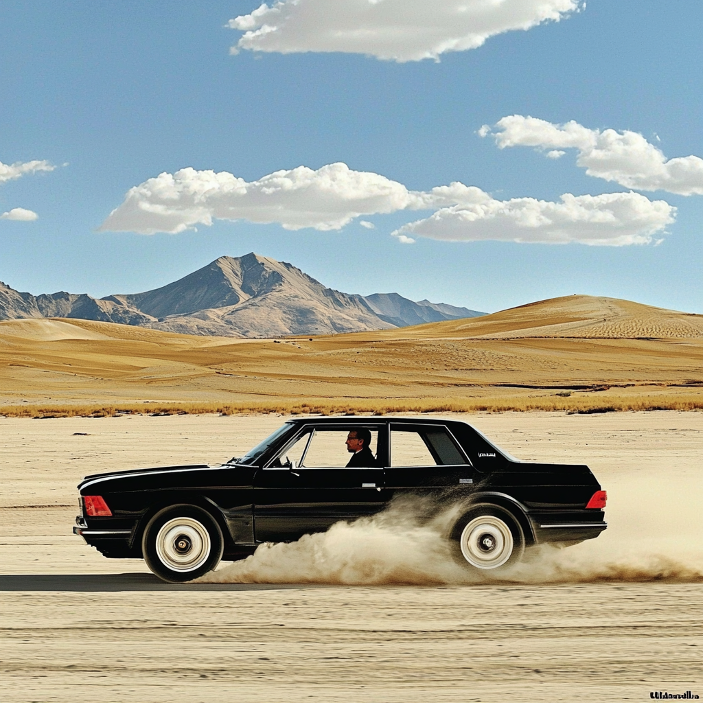 Toyota Camry filant dans le désert