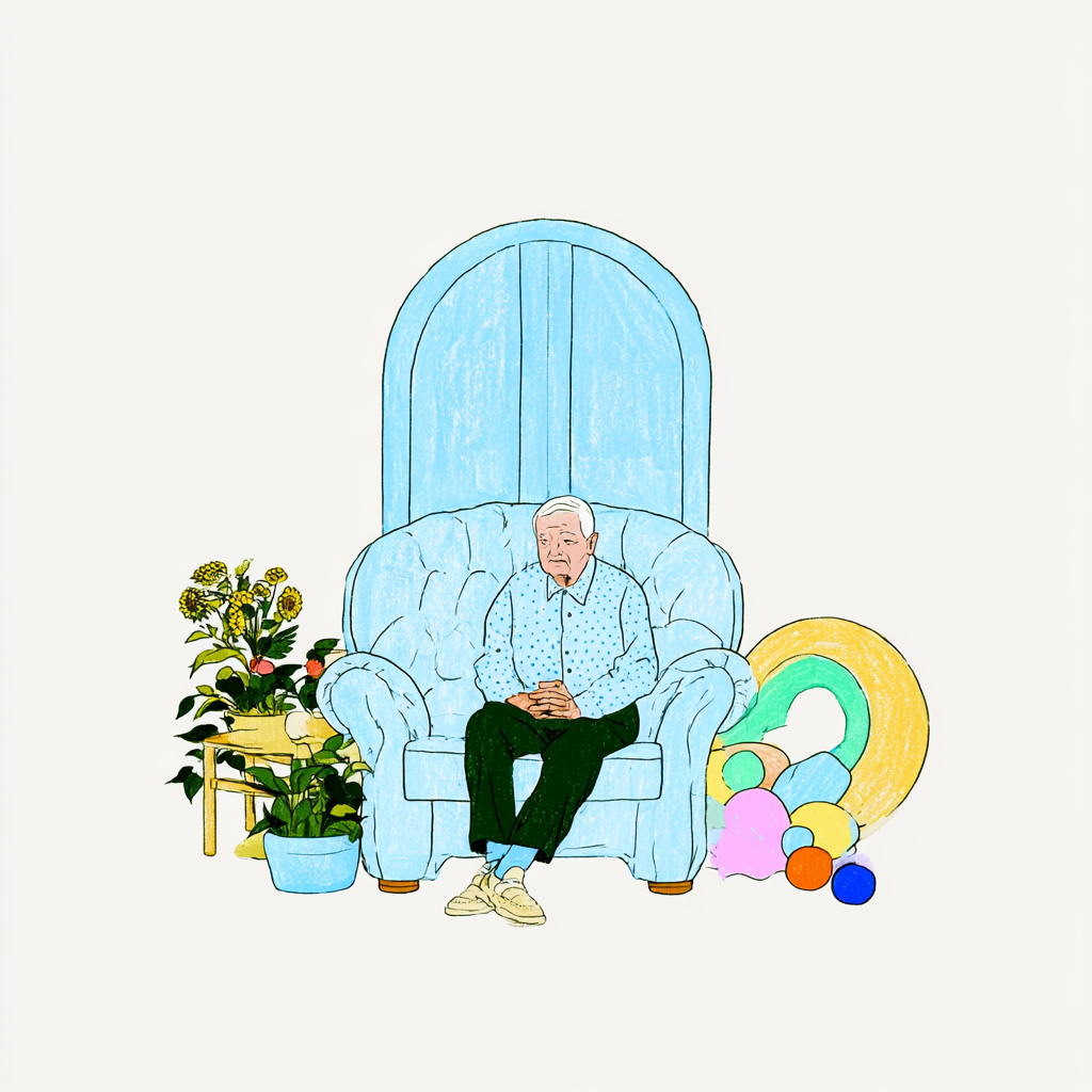 Elderly Man in a Quiet Living Room