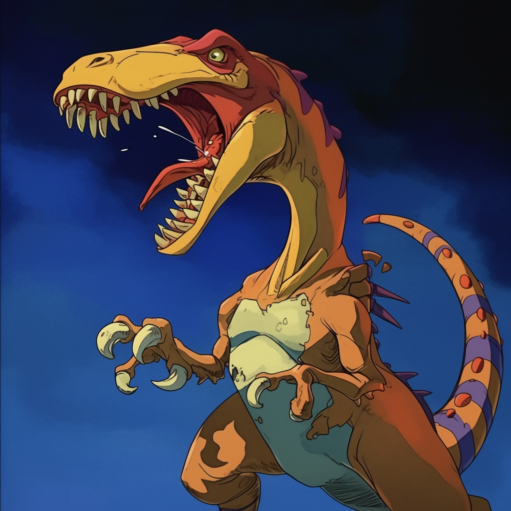 Dinosaurier im Anime-Stil