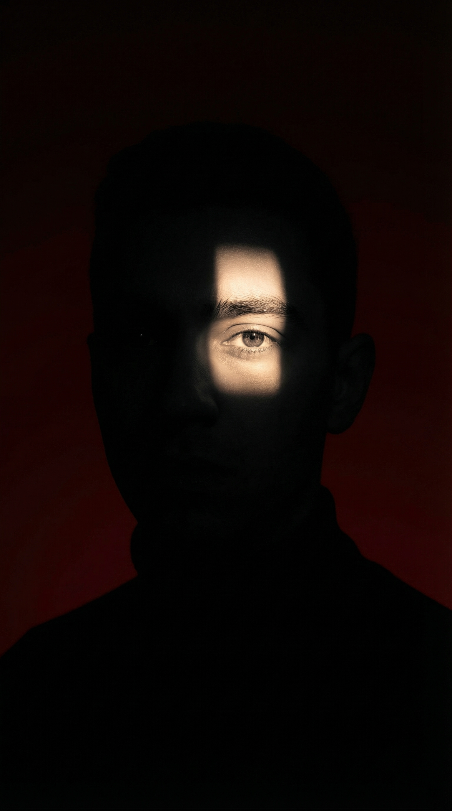 Single Illuminated Eye in Deep Chiaroscuro