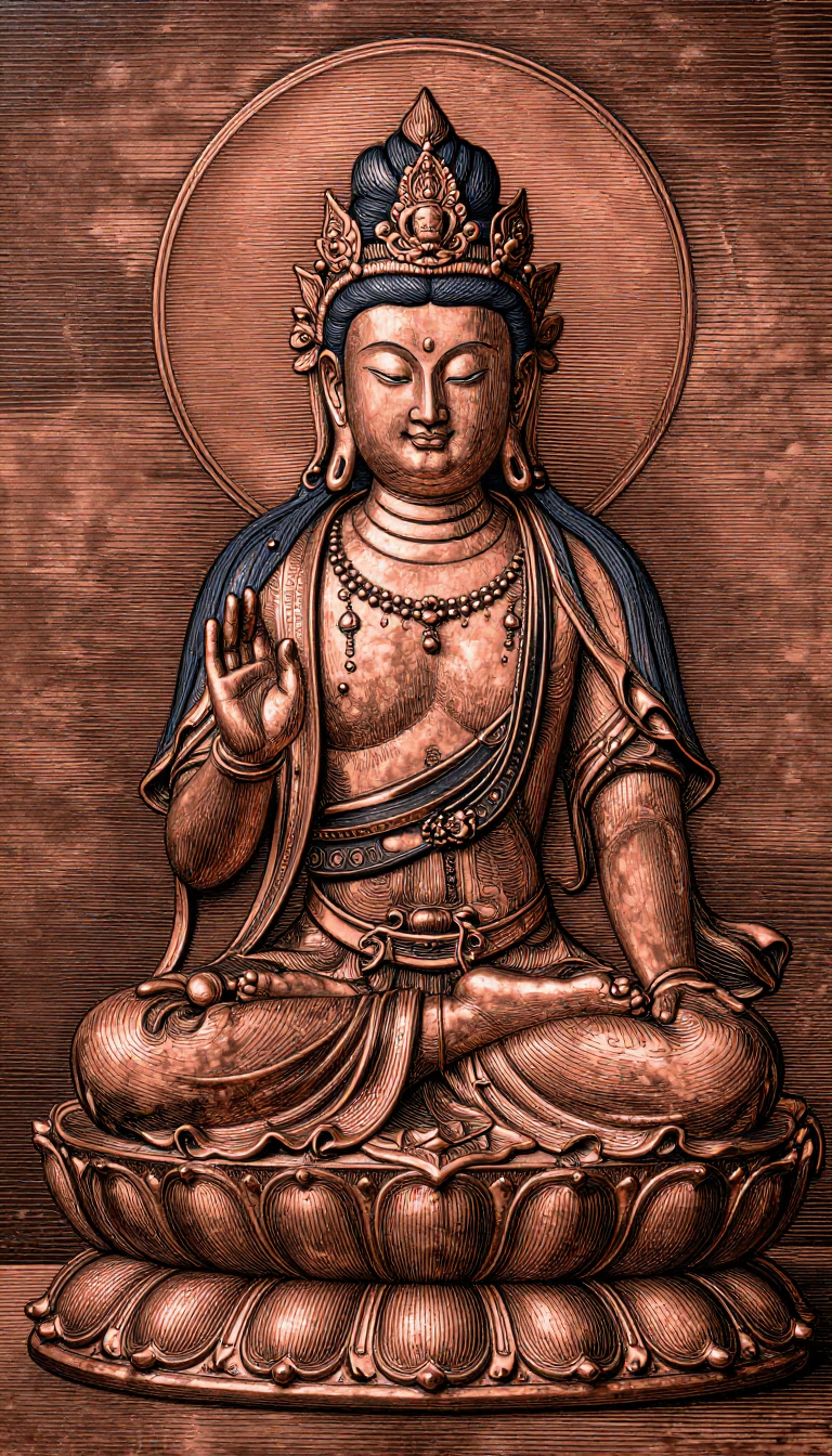 Samantabhadra Bodhisattva in Classical Copperplate Engraving