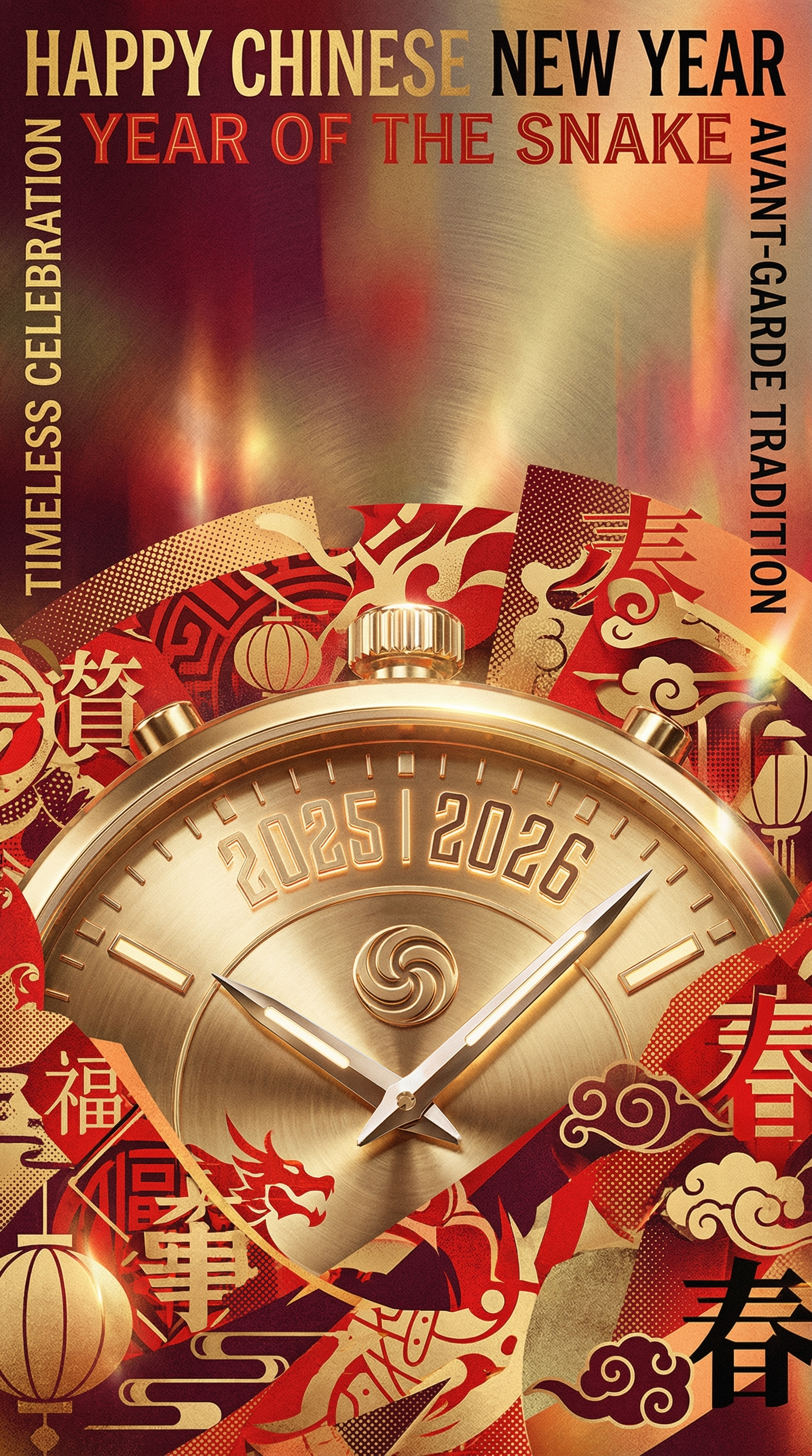 2025–2026 Chronograph in a Red-and-Gold New Year Poster