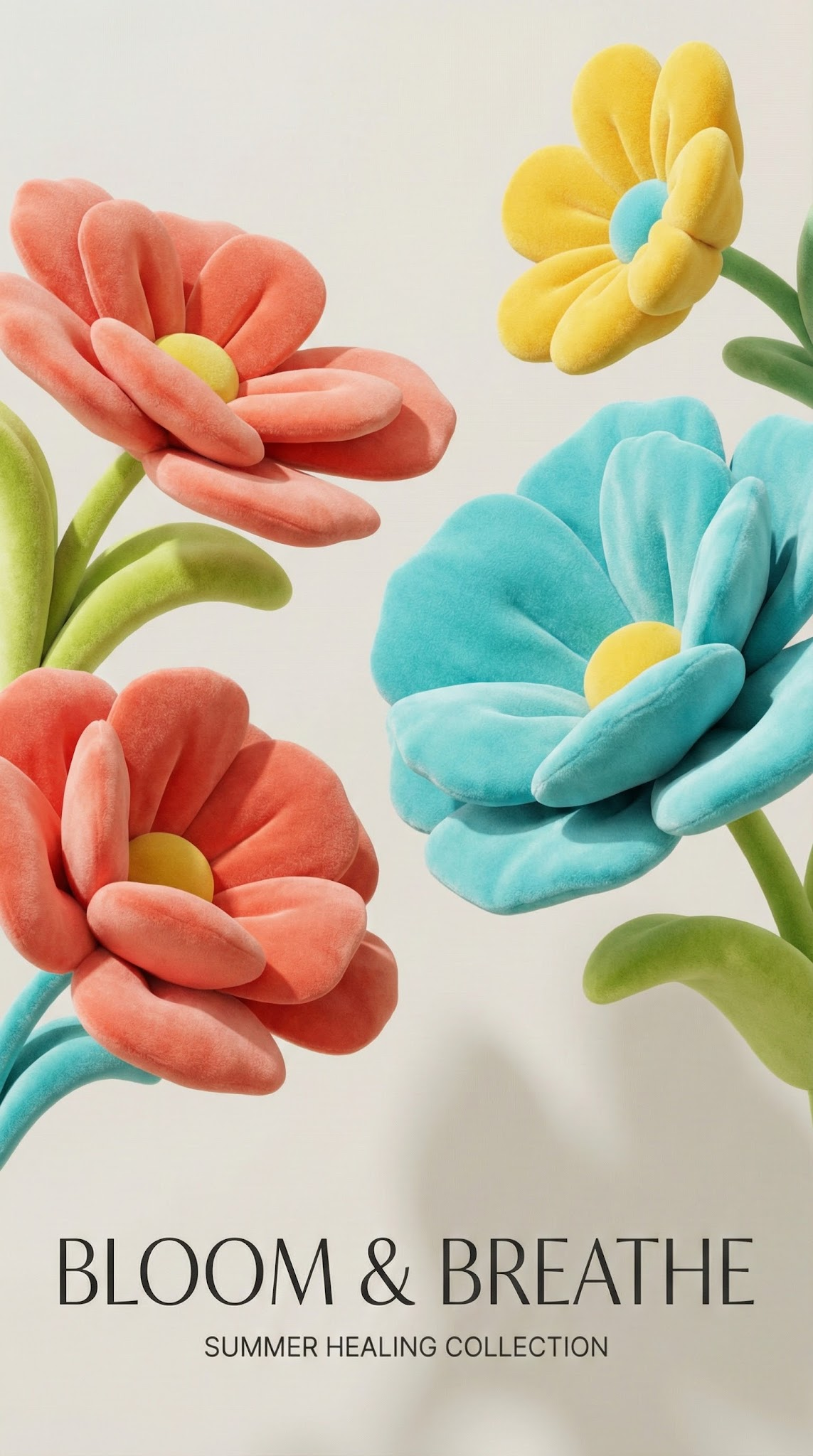 Plush Summer Flowers in a Minimalist C4D Poster
