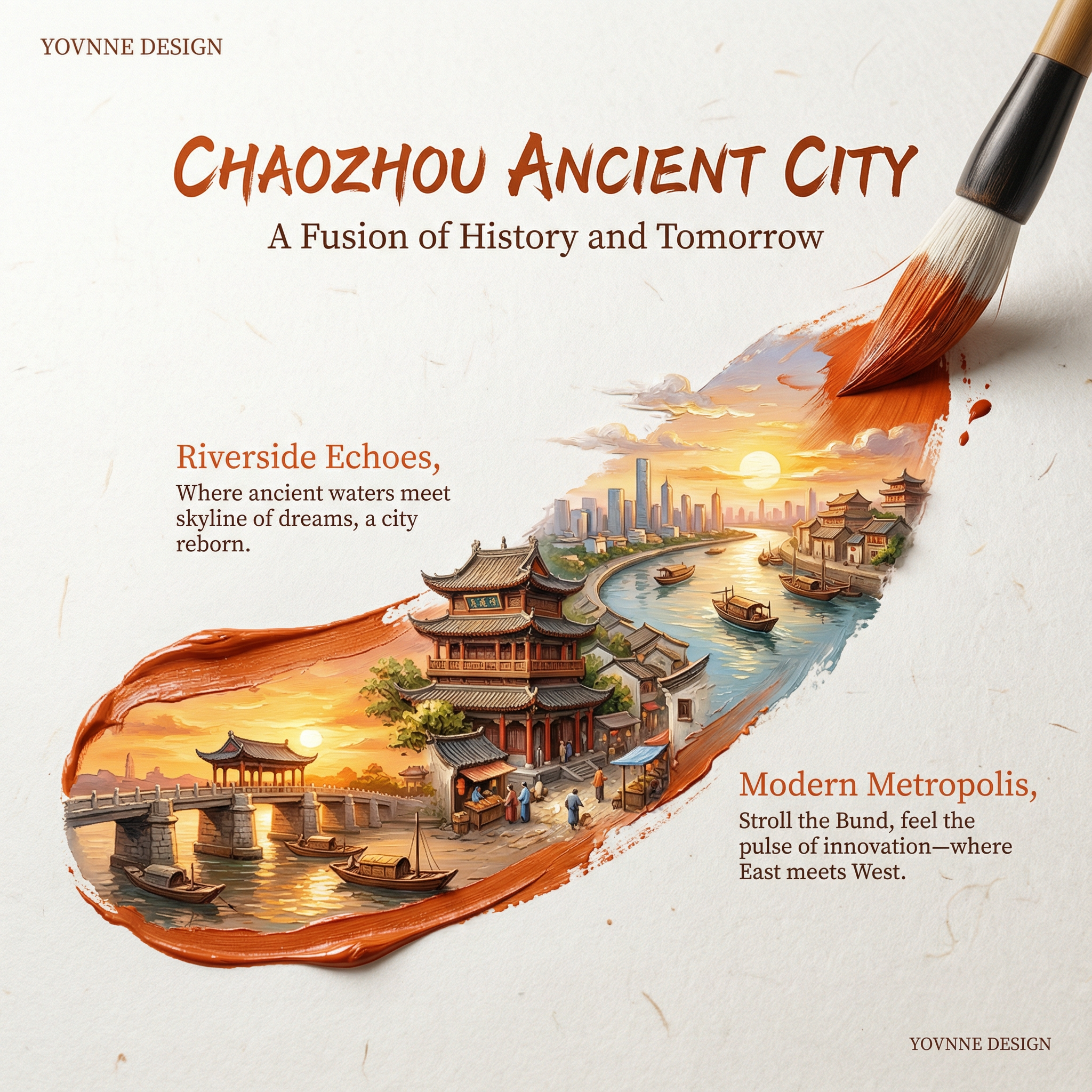 Chaozhou Ancient City in a Calligraphic Micro-Landscape