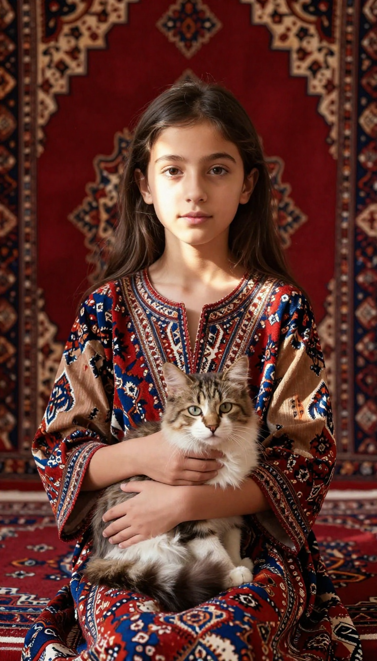 Persian Carpet Portrait with a Persian Cat