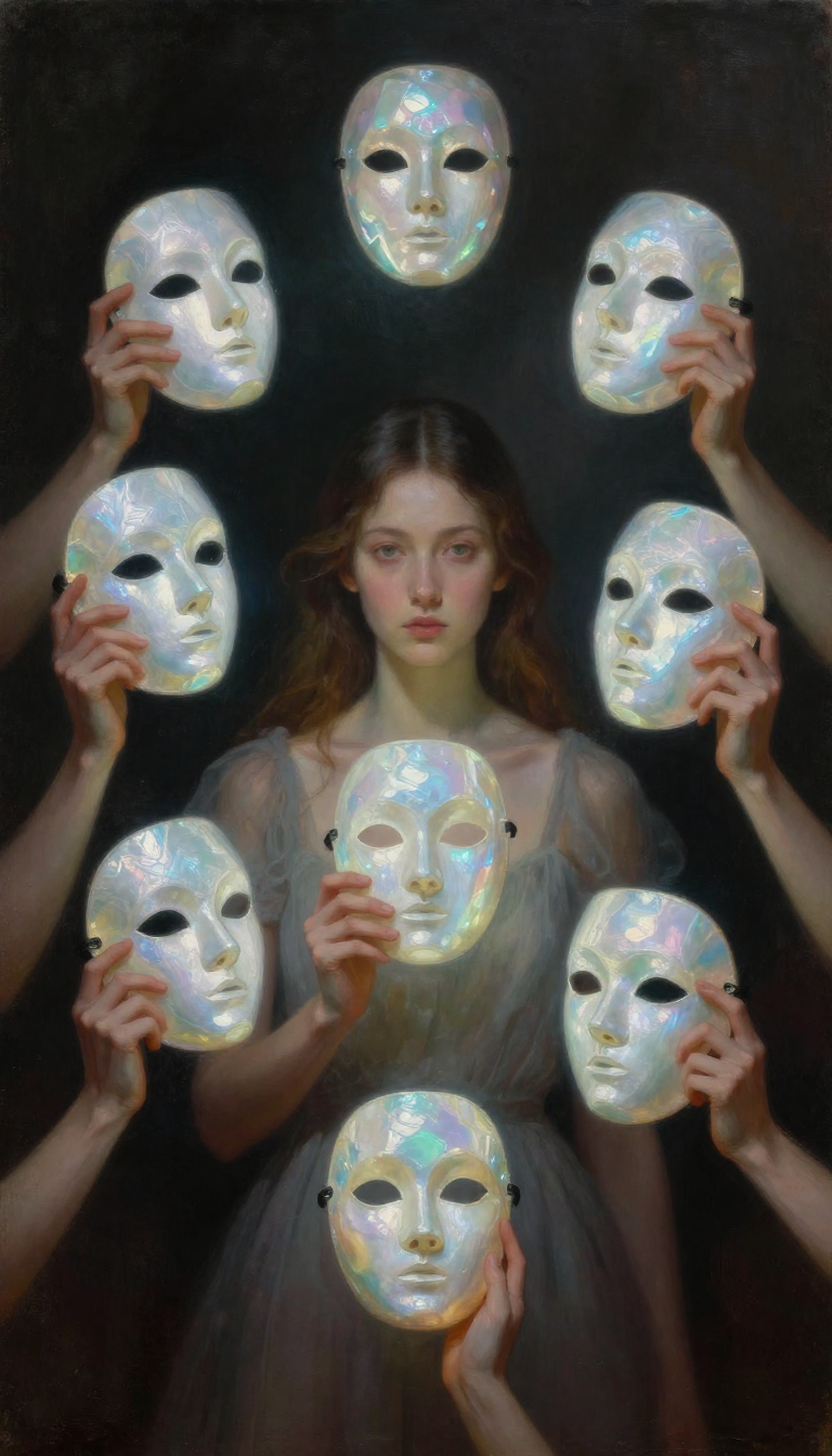 Six-Armed Woman Shedding Luminous Mirror Masks