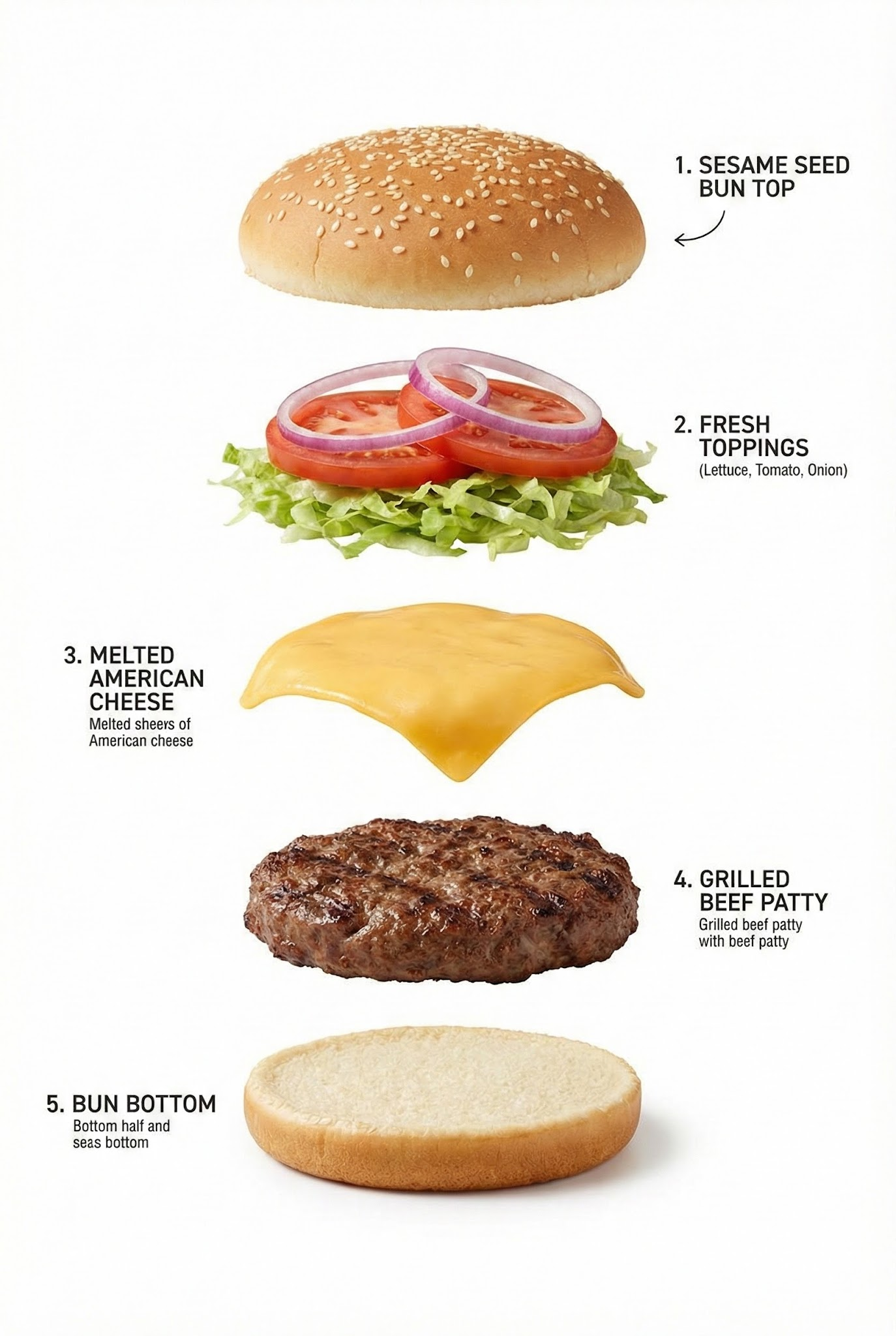 Exploded Five-Layer Hamburger
