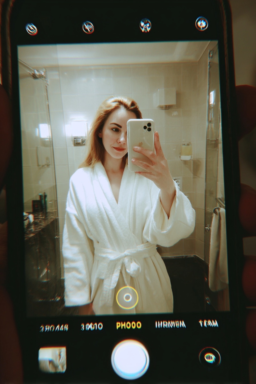 Awkward Hotel Bathrobe Mirror Selfie