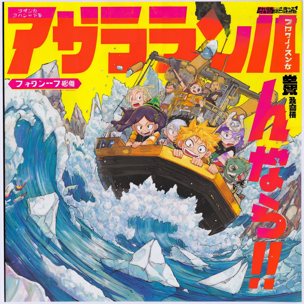 Flying Ship Crashing Through Giant Waves