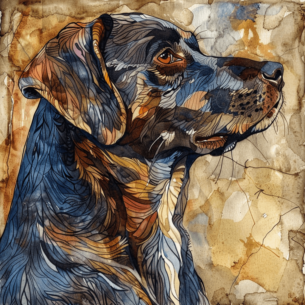 Watercolor Hound on Weathered Parchment