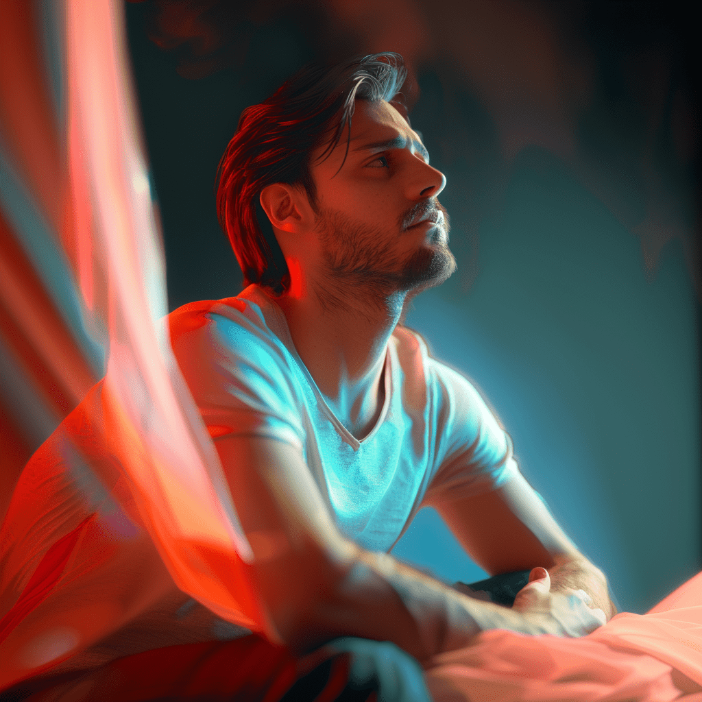 Neon Profile in Red-Cyan Glow